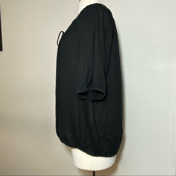 LOFT Black Linen Peasant Short Sleeve Top, XL & XXL - Picture 11 of 16